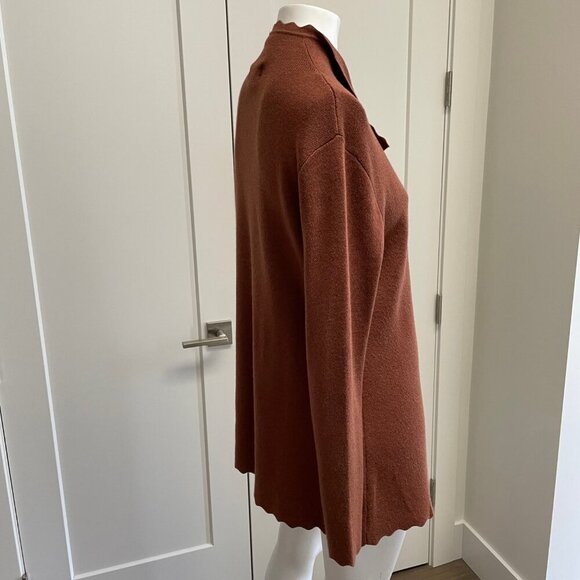 Orange Fashion Village Open Front Knit Cardigan Shawl Collar Cinnamon Sz S/M - Picture 3 of 10